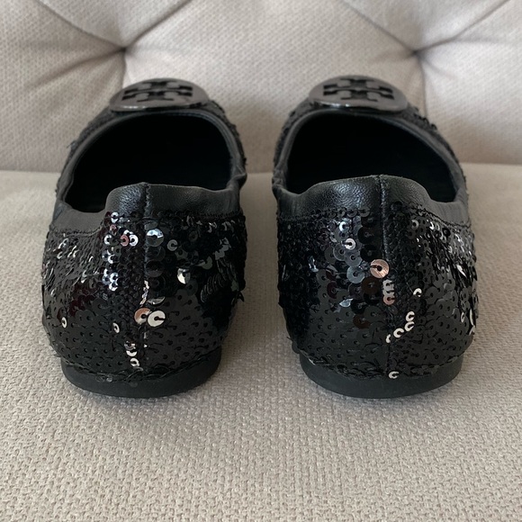 Tory Burch Black Sequin Reva Flats - Picture 3 of 5